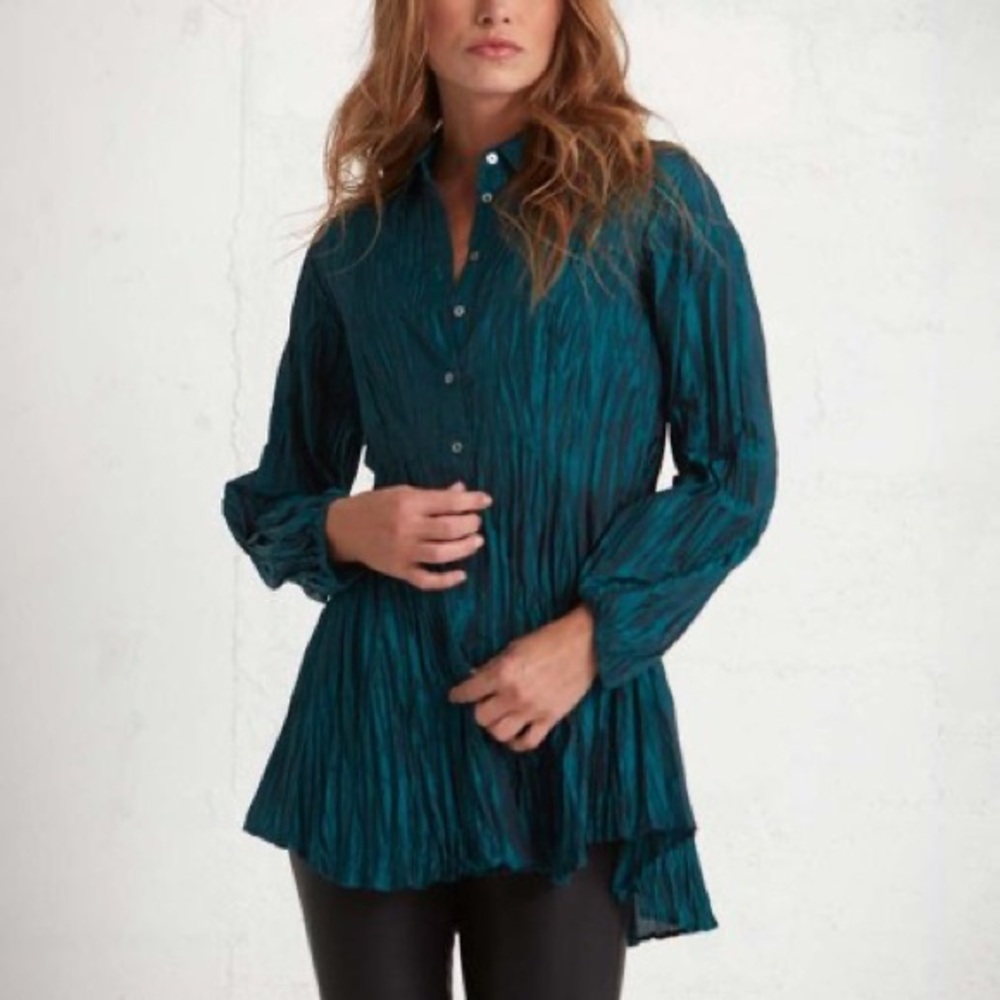 Elegant Teal Button Down Women's Blouse